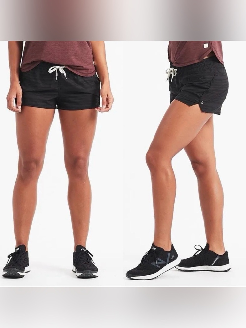 Vuori Clementine Shorts Athletic Run Workout Lined Drawstring Black Dye Stripe